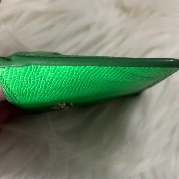 Coach Green Leather Zip Card Holder with Key Ring - Picture 11 of 11